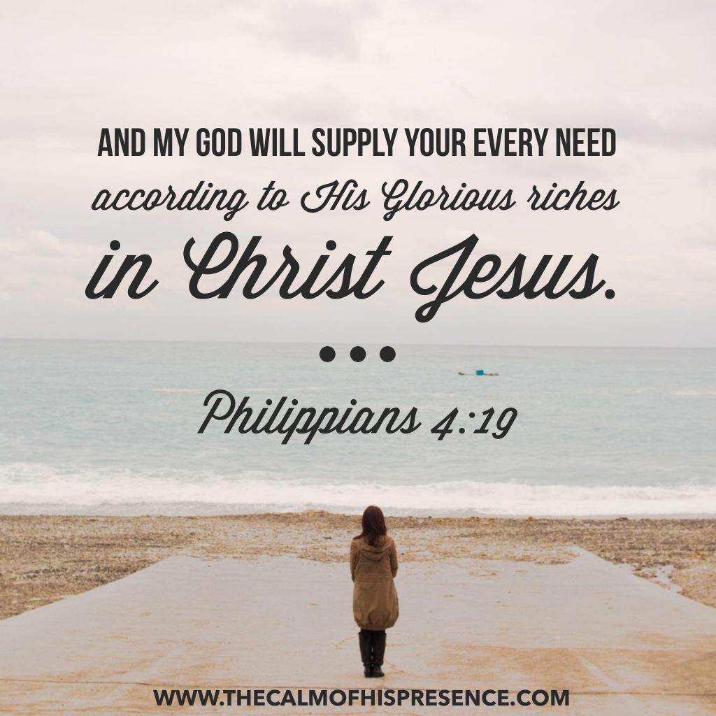 Day 11 ~ Trusting God with our financial needs - The calm of his presence